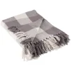 Blankets & Throws-Kirkland's Home Gray And White Buffalo Check Woven Fringe Throw Gray/White