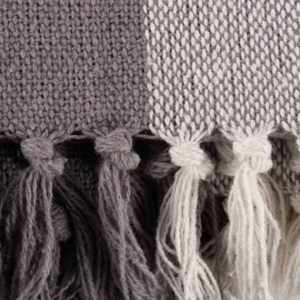 Blankets & Throws-Kirkland's Home Gray And White Buffalo Check Woven Fringe Throw Gray/White