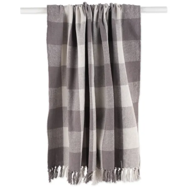 Blankets & Throws-Kirkland's Home Gray And White Buffalo Check Woven Fringe Throw Gray/White