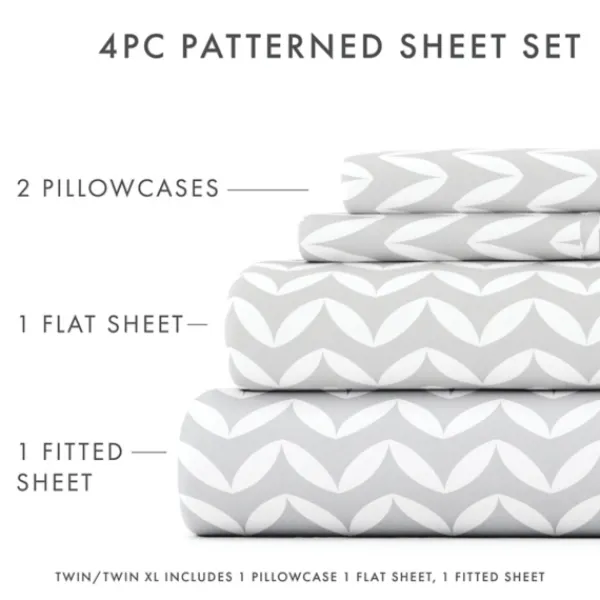 Bed Sheets-Kirkland's Home Gray And White Chevron 3-Pc. Twin Sheet Set Gray/White