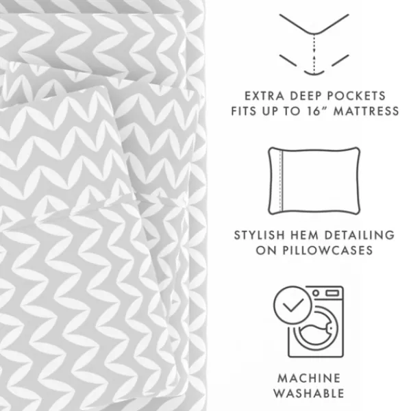 Bed Sheets-Kirkland's Home Gray And White Chevron 3-Pc. Twin Sheet Set Gray/White