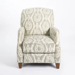 Accent Chairs-Kirkland's Home Gray And White Damask Upholstered Recliner Gray/White