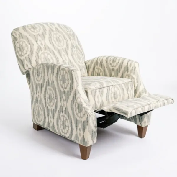 Accent Chairs-Kirkland's Home Gray And White Damask Upholstered Recliner Gray/White