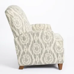 Accent Chairs-Kirkland's Home Gray And White Damask Upholstered Recliner Gray/White