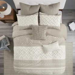 Duvets-Kirkland's Home Gray And White 3-Pc. California King Duvet Set Gray/White