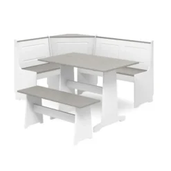 Dining Sets-Kirkland's Home Gray And White 3-Pc. Dining Nook Set