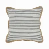 Pillows-Kirkland's Home Gray And White Stripped Jute Border Accent Pillow Gray/White/Tan