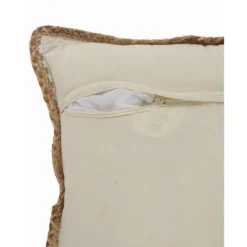 Pillows-Kirkland's Home Gray And White Stripped Jute Border Accent Pillow Gray/White/Tan