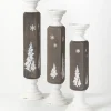 Candle Holders-Kirkland's Home Gray And White Wood Tree Candle Holders, Set Of 3 Gray/White