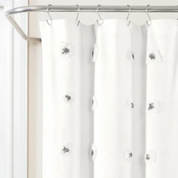 Shower Curtains-Kirkland's Home Gray Boho Tufted Circles Shower Curtain Gray/White
