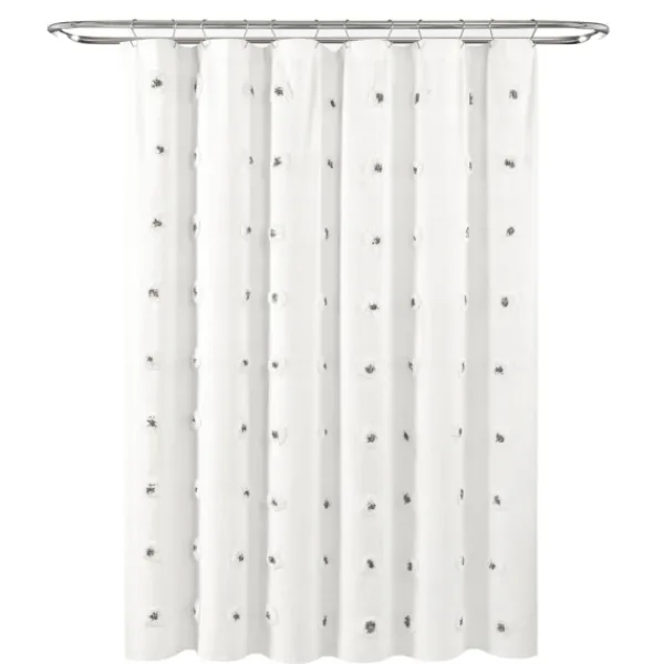 Shower Curtains-Kirkland's Home Gray Boho Tufted Circles Shower Curtain Gray/White