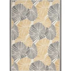Outdoor Rugs-Kirkland's Home Gray Botanical Shells Outdoor Area Rug, 5X7 Gray/White/Yellow