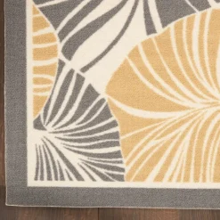 Outdoor Rugs-Kirkland's Home Gray Botanical Shells Outdoor Area Rug, 5X7 Gray/White/Yellow
