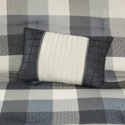 Comforters-Kirkland's Home Gray Buffalo Check King 7-Pc. Comforter Set Gray/White