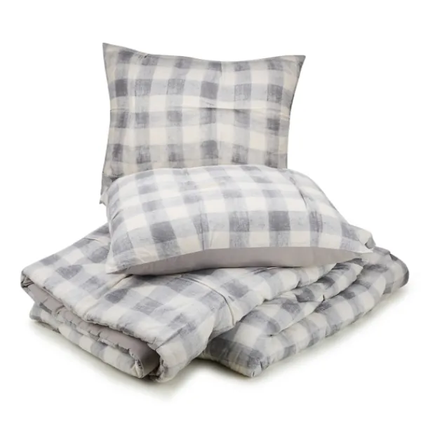 Comforters-Kirkland's Home Gray Buffalo Check 5-Pc. King Comforter Set Gray/White