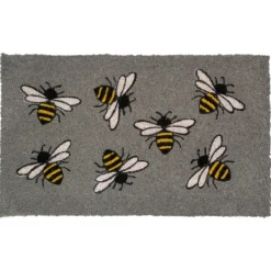 Doormats-Kirkland's Home Gray Bumblebee Doormat Gray/Yellow