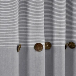 Curtains & Drapes-Kirkland's Home Gray Button And Stripe Curtain Panel Set, 95 In. Gray/White
