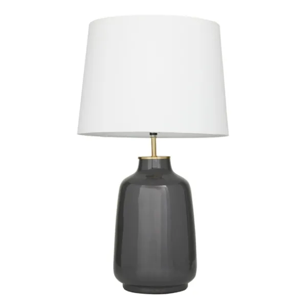 Table Lamps-Kirkland's Home Gray Ceramic Base Gold Accent Table Lamp White