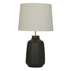 Table Lamps-Kirkland's Home Gray Ceramic Base Gold Accent Table Lamp White