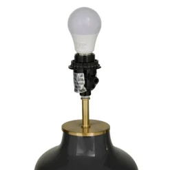 Table Lamps-Kirkland's Home Gray Ceramic Base Gold Accent Table Lamp White