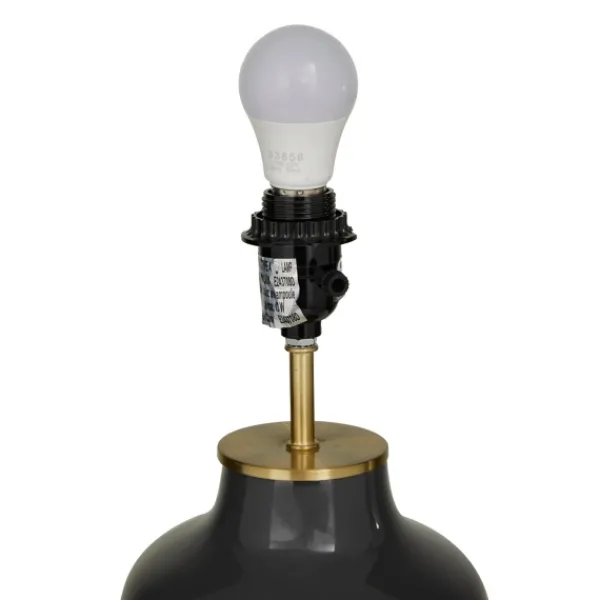 Table Lamps-Kirkland's Home Gray Ceramic Base Gold Accent Table Lamp White