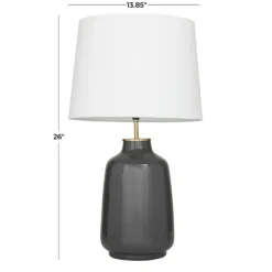 Table Lamps-Kirkland's Home Gray Ceramic Base Gold Accent Table Lamp White