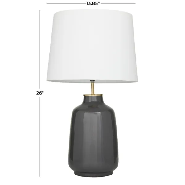 Table Lamps-Kirkland's Home Gray Ceramic Base Gold Accent Table Lamp White