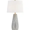 Table Lamps-Kirkland's Home Gray Ceramic 3D Pattern Table Lamp White