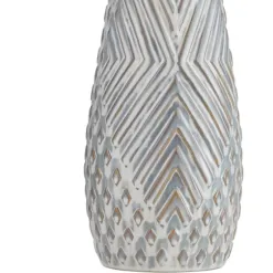 Table Lamps-Kirkland's Home Gray Ceramic 3D Pattern Table Lamp White