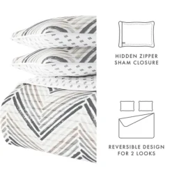 Quilts-Kirkland's Home Gray Chevron Reversible 3-Pc. King Quilt Set Gray/White