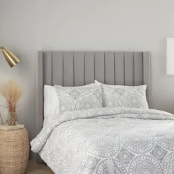 Comforters-Kirkland's Home Gray Cloud Floral King 3-Pc. Comforter Set Gray/White