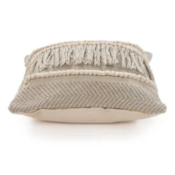 Pillows-Kirkland's Home Gray Comfort Fringe Pillow Gray/Ivory