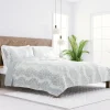 Quilts-Kirkland's Home Gray Damask Reversible 3-Pc. Queen Quilt Set Gray/White