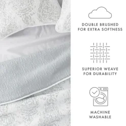 Quilts-Kirkland's Home Gray Damask Reversible 3-Pc. King Quilt Set Gray/White