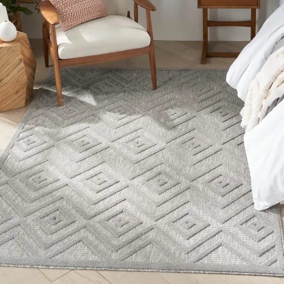 Outdoor Rugs-Kirkland's Home Gray Diamond Indoor/Outdoor Area Rug, 5X7 Silver