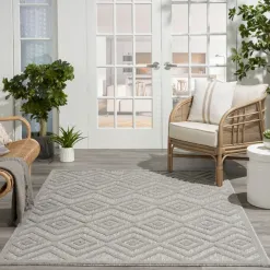 Outdoor Rugs-Kirkland's Home Gray Diamond Indoor/Outdoor Area Rug, 5X7 Silver