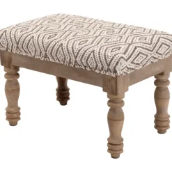 Benches & Ottomans-Kirkland's Home Gray Diamond Upholstered Ottoman Gray/Ivory