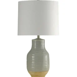Table Lamps-Kirkland's Home Gray Dipped Two-Toned Ceramic Table Lamp White