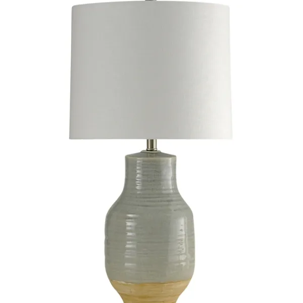 Table Lamps-Kirkland's Home Gray Dipped Two-Toned Ceramic Table Lamp White