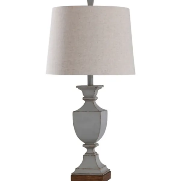 Table Lamps-Kirkland's Home Gray Distressed Square Urn Table Lamp Tan
