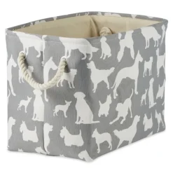 Baskets & Boxes-Kirkland's Home Gray Dog Show Rectangular Storage Bin, 16 In. Gray/White