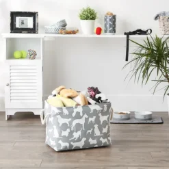 Baskets & Boxes-Kirkland's Home Gray Dog Show Rectangular Storage Bin, 16 In. Gray/White