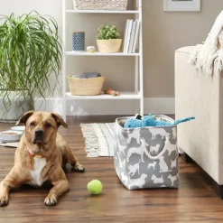 Baskets & Boxes-Kirkland's Home Gray Dog Show Rectangular Storage Bin, 16 In. Gray/White