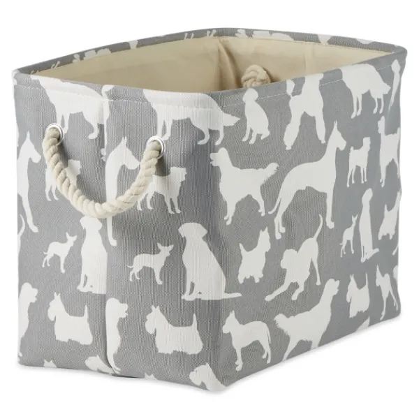 Baskets & Boxes-Kirkland's Home Gray Dog Show Rectangular Storage Bin, 18 In. Gray/White