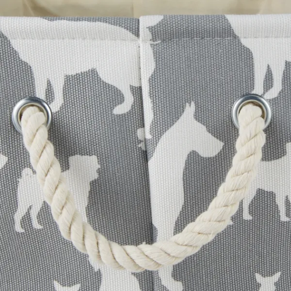 Baskets & Boxes-Kirkland's Home Gray Dog Show Rectangular Storage Bin, 18 In. Gray/White
