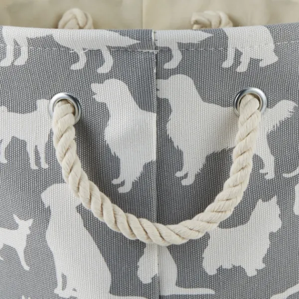 Baskets & Boxes-Kirkland's Home Gray Dog Show Round Storage Bin, 18 In. Gray/White