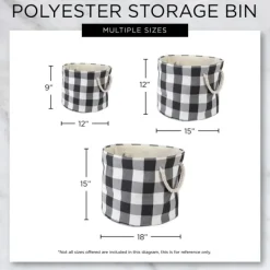 Baskets & Boxes-Kirkland's Home Gray Dog Show Round Storage Bin, 18 In. Gray/White