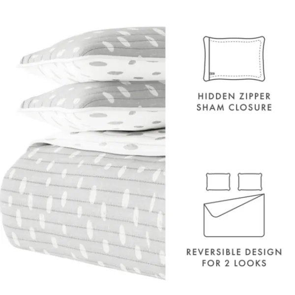 Quilts-Kirkland's Home Gray Dotted Reversible 2-Pc. Twin Quilt Set Gray/White