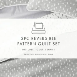 Quilts-Kirkland's Home Gray Dotted Reversible 2-Pc. Twin Quilt Set Gray/White