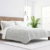 Quilts-Kirkland's Home Gray Dotted Reversible 3-Pc. Queen Quilt Set Gray/White